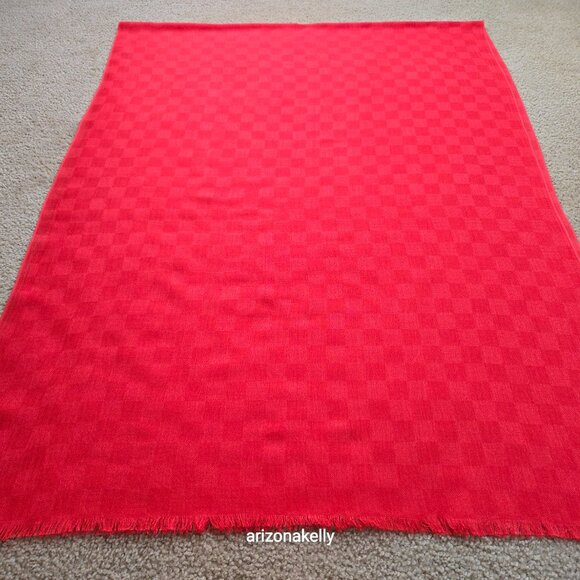 NWOT Coral Red Cashmere & Silk Scarf - Picture 5 of 13